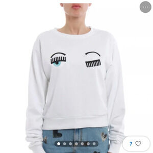 Chiara Ferragni crewneck sweatshirt with flirting eyes embroidery Sz M